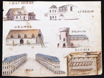 「1814年のフランスのアルファベットの本」からのイラスト、パブ。チャールズプラントファインアーツ、1814年